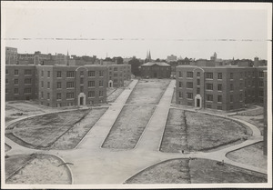 The center yard of the New Towne housing project of the PWA slum clearance development in Cambridge