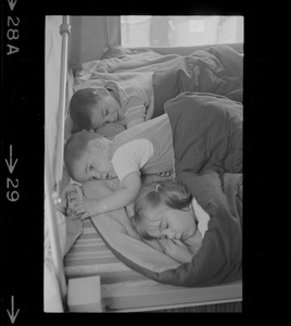 The Hinds children seen sleeping inside their family camper