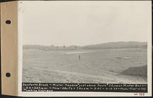 Danforth Brook, Mixter meadow looking upstream just above Route #32 near Mixter barn, drainage area = 363 square miles, flow = 28 cubic feet per second = 7.6 cubic feet per second per square mile, Hardwick, Mass., 9:45 AM, Sep. 18, 1933