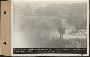 Ware River, Ware Mills Otis Co. dam, drainage area = 168 square miles, flow = 1684 cubic feet per second = 10.0 cubic feet per second per square mile, Ware, Mass., 1:00 PM, Sep. 18, 1933