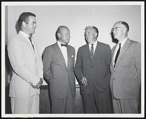 L to R Neil Ayer, director, Columbian Life Insurance Co.; Charles F. Adams pres. Raytheon Manufacturing Co. ; Carl J. Gilbert, pres. Gillette Safety Razor Co. ; Elmer O Cappers, pres MHEAC and Norfolk County Trust Co.