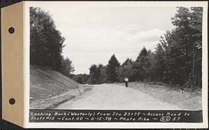 Contract No. 60, Access Roads to Shaft 12, Quabbin Aqueduct, Hardwick and Greenwich, looking back (westerly) from Sta. 83+75, Greenwich and Hardwick, Mass., Jun. 15, 1938