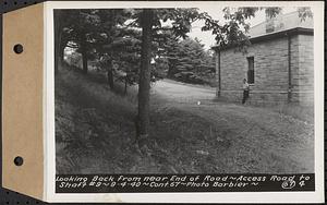 Contract No. 67, Improvement and Surfacing Access Road to Shaft 9, Quabbin Aqueduct, Barre, looking back from near end of road, Barre, Mass., Sep. 4, 1940