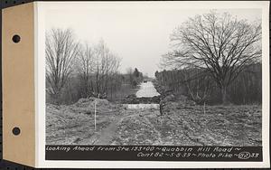 Contract No. 82, Constructing Quabbin Hill Road, Ware, looking ahead from Sta. 133+00, Ware, Mass., May 8, 1939