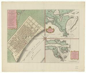 Grondvlakte van Nieuw Orleans, de hoofdstad van Louisiana ; de uitloop van de Rivier Missisippi ; de oostelyke ingang van de Missisippi met en plan van het fort, ‘t welk het kanaal beheerscht