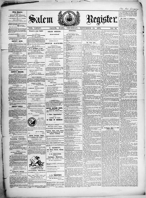 Salem Register November 13 1873 Digital Commonwealth Salem register november 13 1873 digital commonwealth