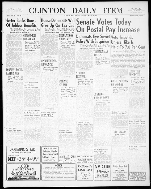 Clinton Daily Item March 25 1955 Digital Commonwealth clinton-daily-item-march-25-1955-digital-commonwealth