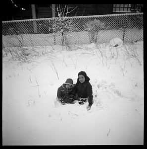Two children in the snow