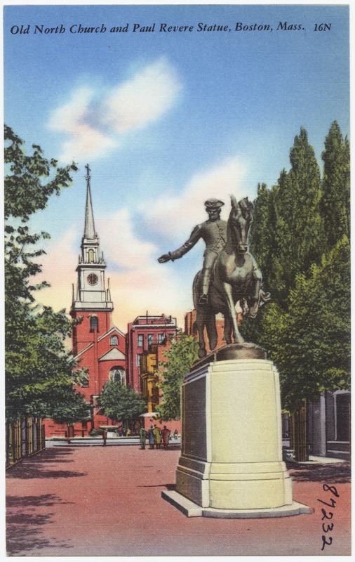 Old North Church and Paul Revere Statue, Boston, Mass.
