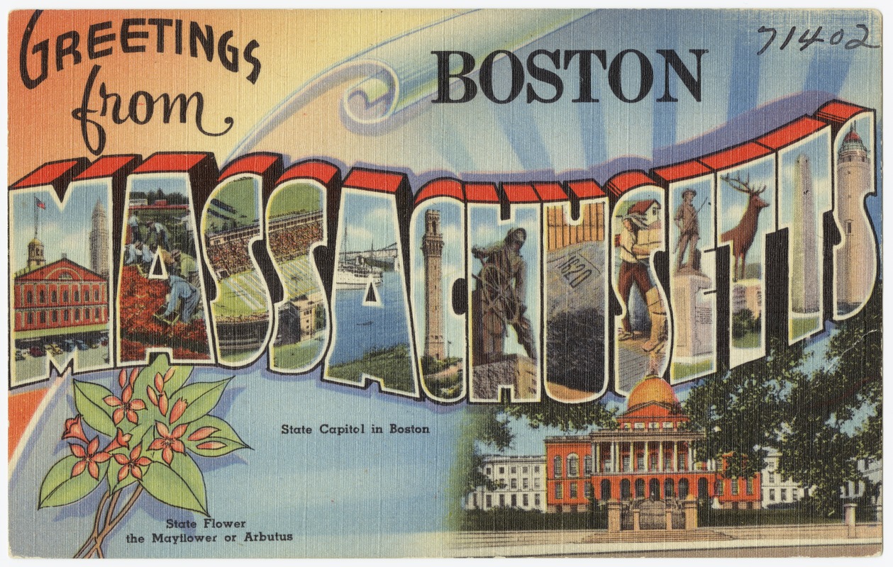 Massachusetts Greetings From Boston Vintage Postcard 2" X 3" Fridge Magnet 