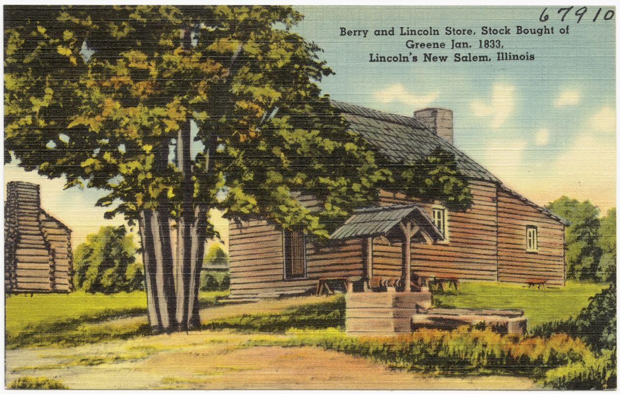 Berry and Lincoln store, stock bought of Greene Jan. 1833, Lincoln's New Salem, Illinois