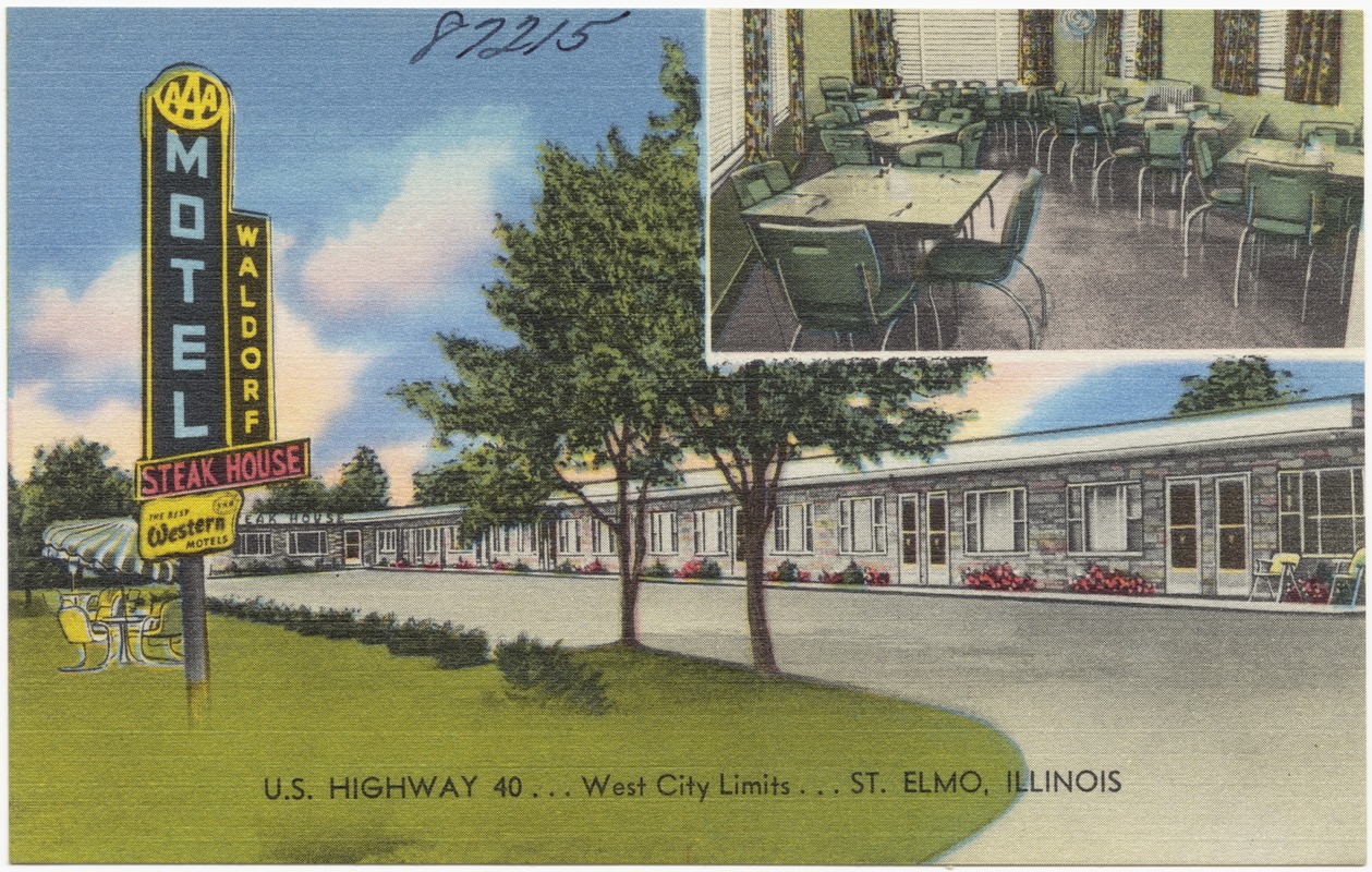Waldorf Motel and Steak House, U. S. Highway 40... west city limits... St. Elmo, Illinois