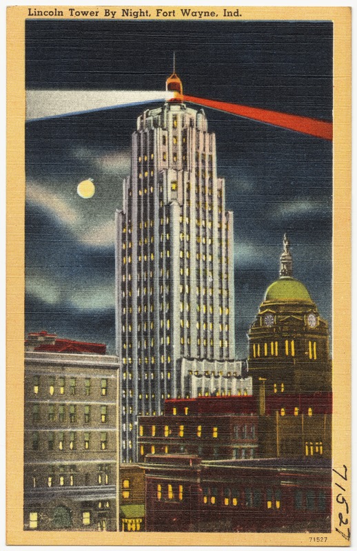 Lincoln Tower by night, Fort Wayne, Ind.