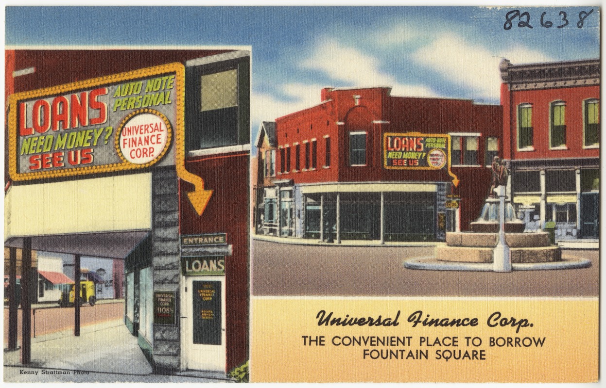 Universal Finance Corp., the convenient place to borrow, Fountain Square