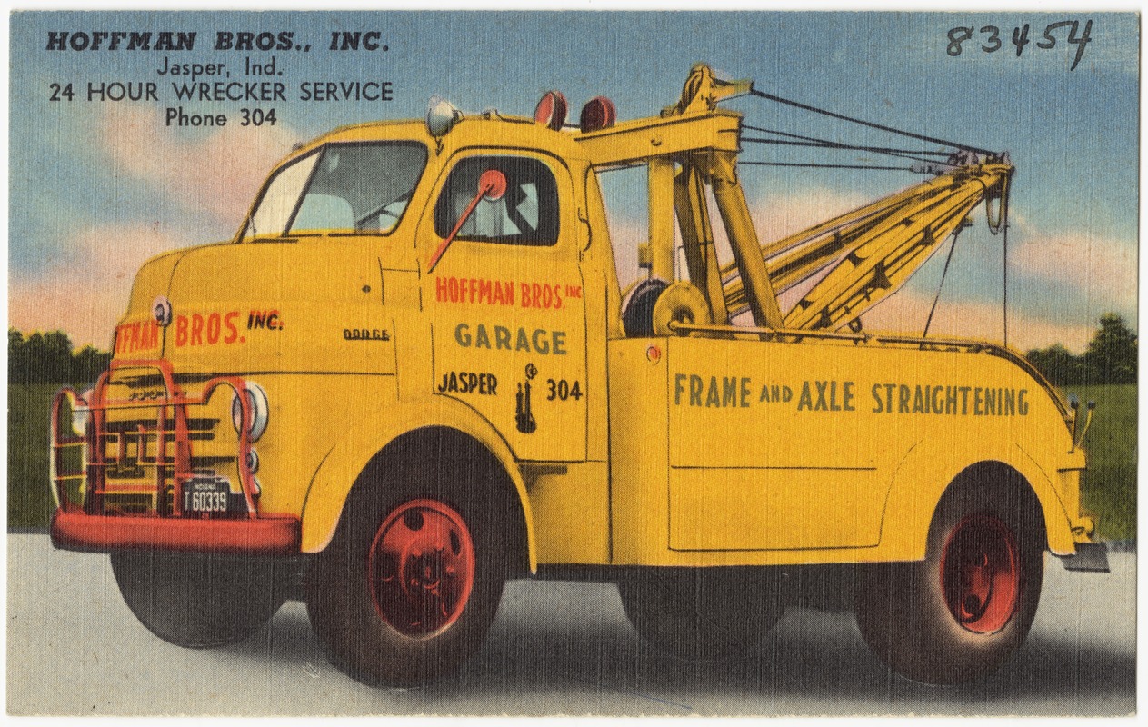 Hoffman Bros., Inc. Jasper, Ind. 24 hour wrecker service Digital Commonwealth