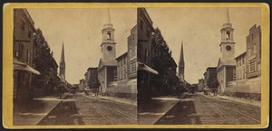 First Universalist Church (on right) cor. Westminster & Union Sts. Providence R.I. Built 1825