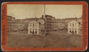 View of a plaza and buildings in Providence, R.I.