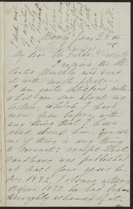 Elizabeth Hawthorne autograph letter signed to James Thomas Fields, Beverly, 28 January 1871
