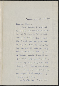 Julian Hawthorne autograph letter signed to Annie Adams Fields, Yonkers, N.Y., 22 June 1904