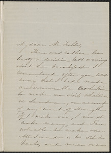 Sophia Hawthorne autograph note signed to James Thomas Fields, [6 Golden Square London], 26 June [1859?]