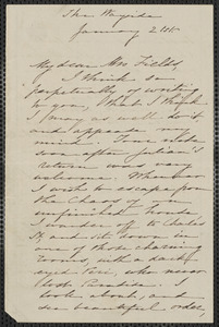 Sophia Hawthorne autograph letter signed to Annie Adams Fields, The Wayside [Concord], 21 January [1861]