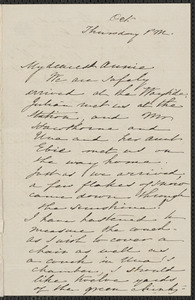Sophia Hawthorne autograph letter signed to Annie Adams Fields, [Concord], October [1861?]