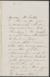 Sophia Hawthorne autograph letter signed to James Thomas Fields, [Concord], approximately January 1862