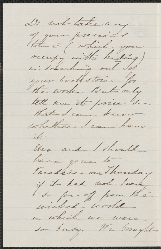 Sophia Hawthorne autograph letter signed to James Thomas Fields, [Concord], approximately January 1862