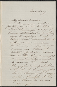 Sophia Hawthorne autograph letter signed to Annie Adams Fields, [Concord], approximately April 1862