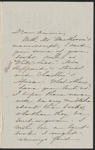 Sophia Hawthorne autograph letter signed to Annie Adams Fields, [Concord], approximately 19 June 1862