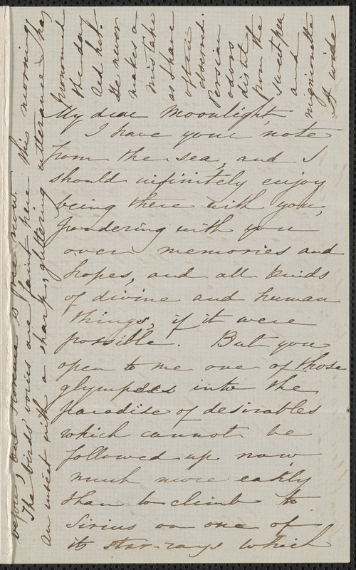 Sophia Hawthorne autograph letter to [Annie Adams Fields, Concord], approximately July 1862