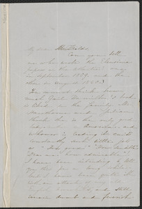 Sophia Hawthorne autograph letter signed to James Thomas Fields, [Concord], 3 November 1862