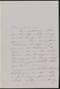 Sophia Hawthorne autograph letter signed to Annie Adams Fields, [Concord], 17 December 1862