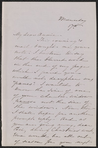 Sophia Hawthorne autograph letter signed to Annie Adams Fields, [Concord], 17 [December 1862]