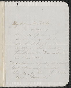 Sophia Hawthorne autograph note signed to James Thomas Fields, [Concord], 15 June [1863]