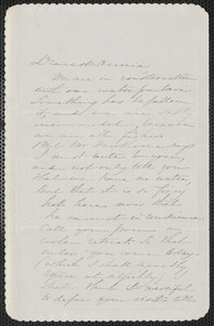 Sophia Hawthorne autograph note signed to Annie Adams Fields, [Concord], 8 July 1863