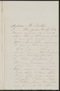 Sophia Hawthorne autograph letter signed to James Thomas Fields, [Concord], 5 April 1864