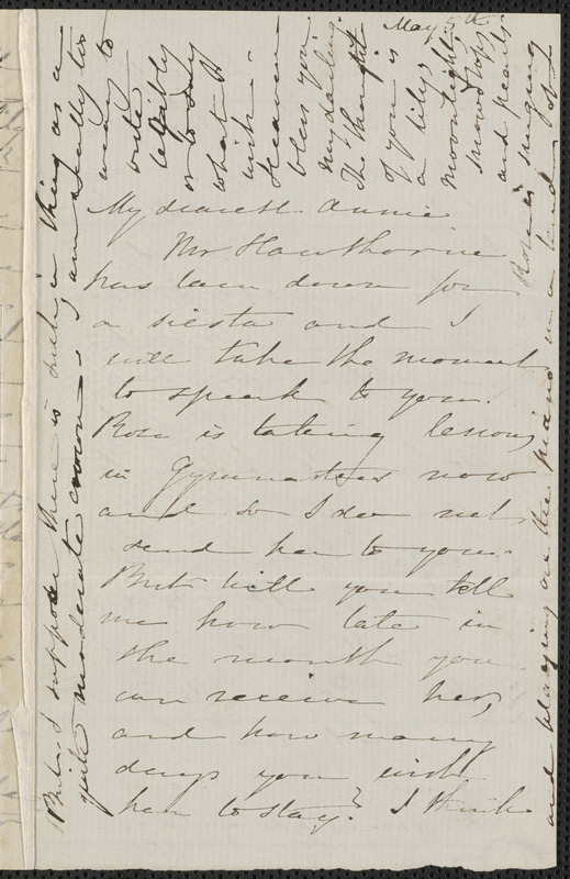 Sophia Hawthorne autograph letter signed to Annie Adams Fields, [Concord], 5 May 1864