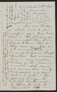 Sophia Hawthorne autograph letter signed to Annie Adams Fields, [The Wayside, Concord], 30 September 1864