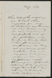 Sophia Hawthorne autograph letter signed to James Thomas Fields, [Concord], 9 October 1864