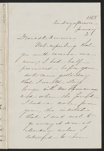 Sophia Hawthorne autograph letter signed to Annie Adams Fields, 2 January 1865