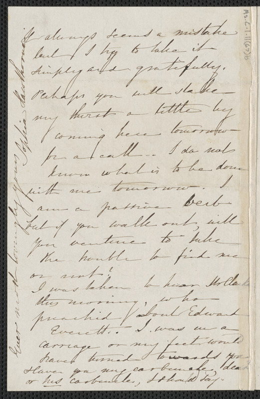 Sophia Hawthorne autograph letter signed to Annie Adams Fields, 2 January 1865