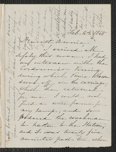 Sophia Hawthorne autograph letter signed to Annie Adams Fields, [Concord], 24 February 1865