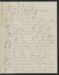 Sophia Hawthorne autograph letter signed to Annie Adams Fields, [Concord], 9 March 1865