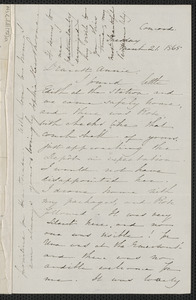 Sophia Hawthorne autograph letter signed to Annie Adams Fields, [Concord], 21 March 1865