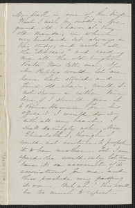 Sophia Hawthorne autograph letter to [Annie Adams Fields, Concord], approximately March 1865