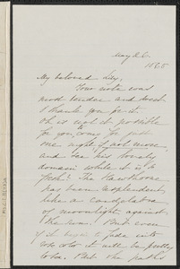 Sophia Hawthorne autograph letter signed to [Annie Adams Fields, Concord], 26 May 1865