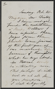 Sophia Hawthorne autograph letter signed to James Thomas Fields, [Concord], 1 October [1865]