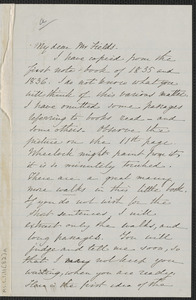 Sophia Hawthorne autograph letter signed to James Thomas Fields, [Concord], 12 October 1865