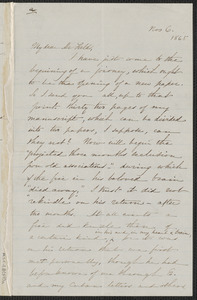 Sophia Hawthorne autograph letter signed to James Thomas Fields, [Concord], 6 November 1865